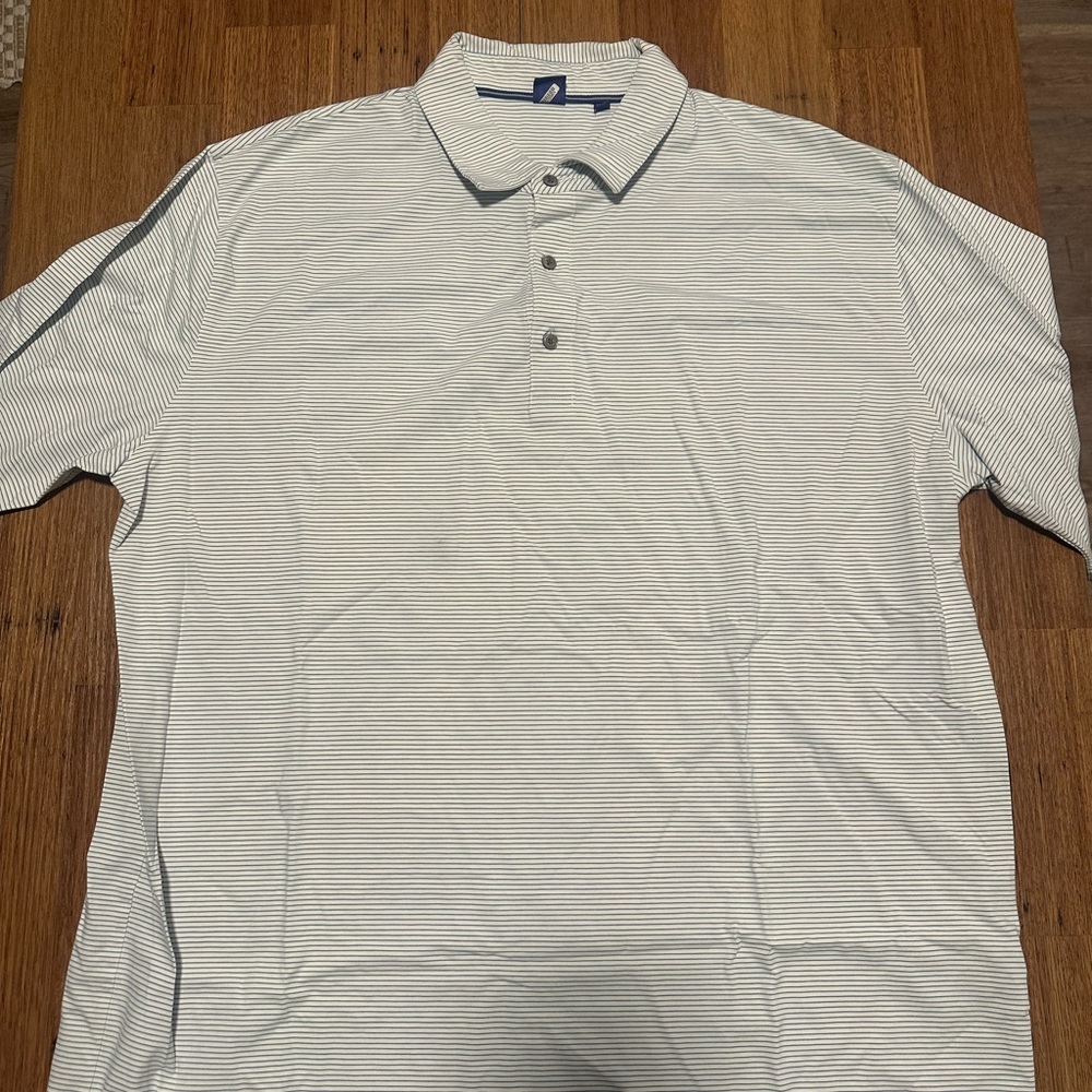 FootJoy Men's Polo Shirt - White with Black Stripes